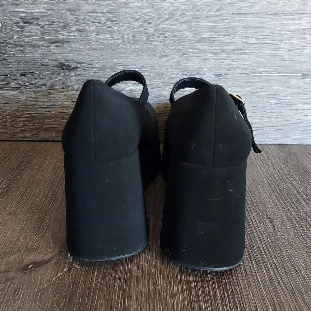 Black Mary Jane Platform Wedges - Women Shoes